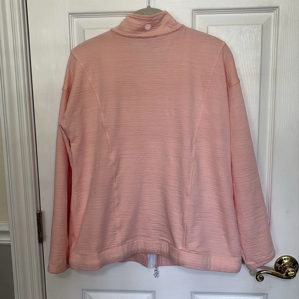 *Talbots Women's Pink Salmon Peach Zip Up Mock Neck Jacket Cover Up UPF 50+ - Picture 3 of 12